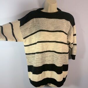 Cristina’s vintage 80’s black white gray stripe mom sweater boxy fit oversized S
